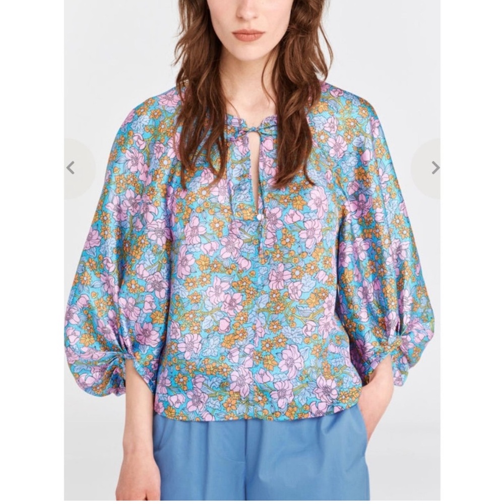Baum Und Pferdgarten Floral Blouse Blue Small